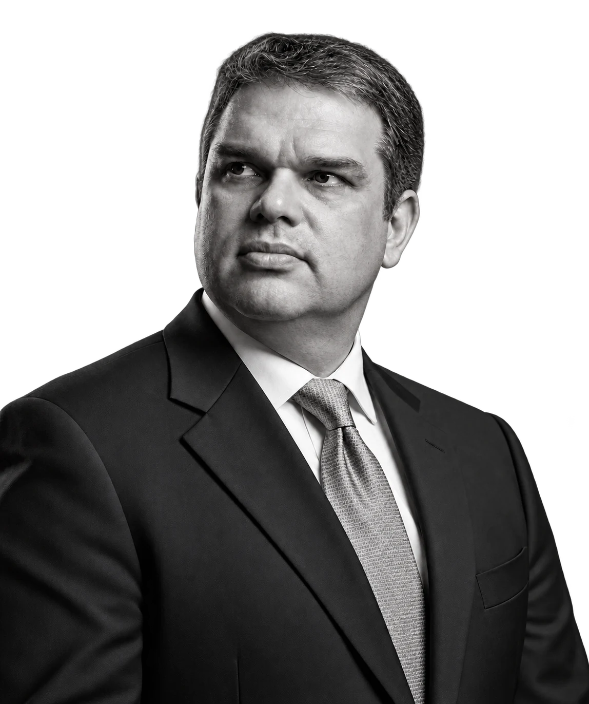 Retrato de Eliel Lança de terno, integrado ao fundo técnico da seção sobre sua história